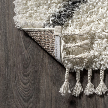 Mercer Shag Plush Tassel Moroccan Diamond Area Rug